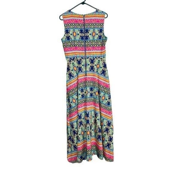 MAIA Mixed Print High Low Sleeveless Sleeveless Midi Maxi Casual Dress Size 8 - Picture 3 of 11